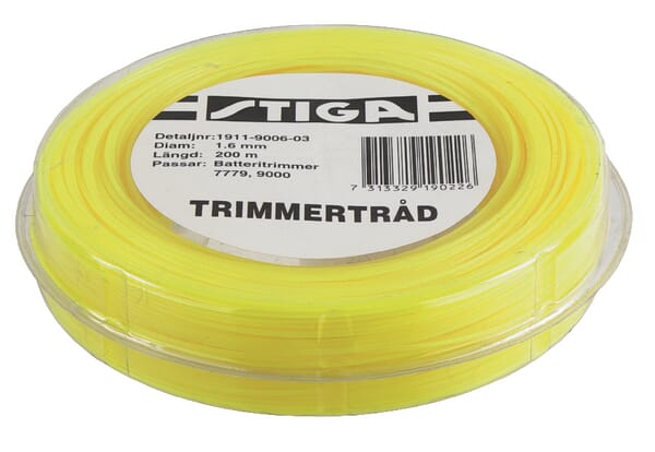Stiga varenr. 1911900604: Trimmersnor Ø1,6mm, 200m, gul.
