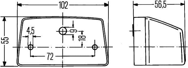 John Deere lygte: 10 W, 12/24 V, 102x55x56,5 mm, 2KA003389061