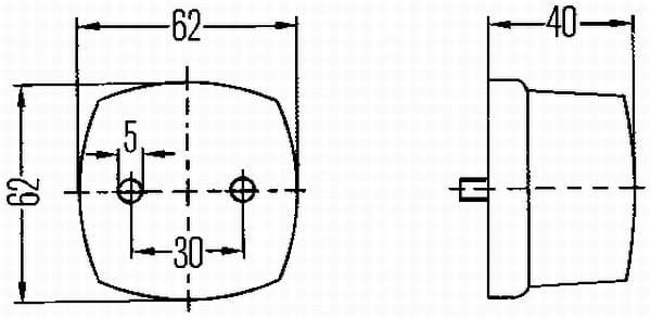 Hella Positionslygte JD nr. 2PF003057001, 12V 5W, 62x40x62 mm.