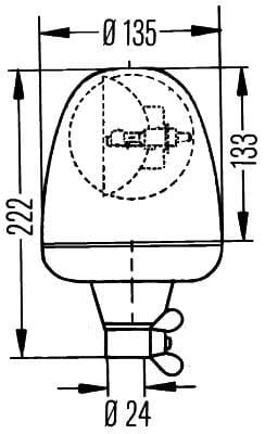 Rotorblink 12V ravgul Ø135x222mm, Rotaflex Hella - John Deere - 2RL006846001