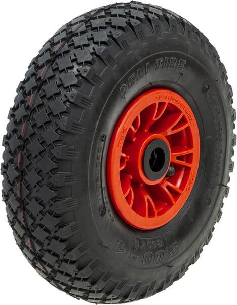 JK26085KN: Hjul 3.00x4, pneusæk 260x85, Dæk, 4" fælg med leje.