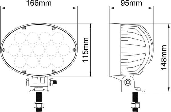 Kramp - John Deere - Arbejdslampe LED, oval - LA10432