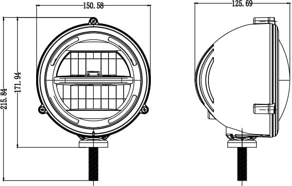 Vare nr. LA80045: Kramp LED Forlygte, Ø150mm, til John Deere.